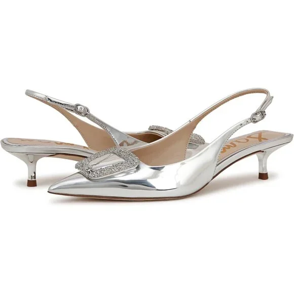Sam Edelman Kammie Womens kitten Heels Soft Silver Size 9 - Picture 2 of 10